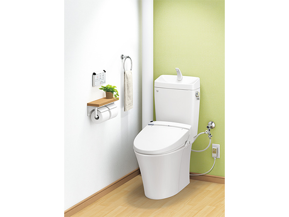 シンプルなデザインと高い清掃性 地球環境に配慮した強力洗浄の超節水トイレ